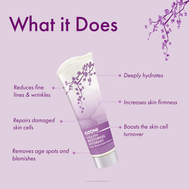 Ozone Youth Restoring Hydrant Cream (100 Ml) | Moisturiser For All Skin Types | For Signs Of Aging, Wrinkles & Fine Lines | Restores Skin's  Youthful Appearance|Gentle Sulphate-Free Hydrant